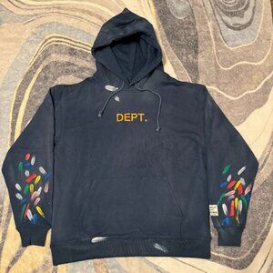 Gallery Dept Blue Paint Pullover Hoodie Men’s Size Medium or Large